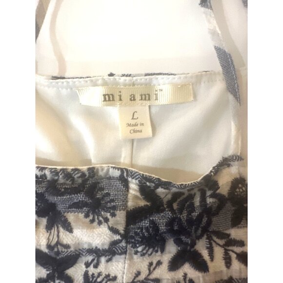 Miami Womens Blue & White Striped Embroidered Sundress Size L - Picture 8 of 9